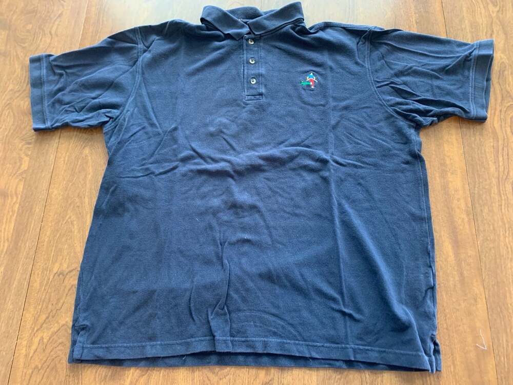 Vintage Embroidered Golfer Navy Blue Polo Shirt